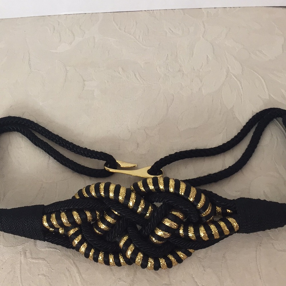 Metallic Gold & Black Woven Belt